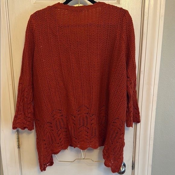 Modcloth Orange Crew Neck Sweater with Lace Detail - Picture 3 of 8